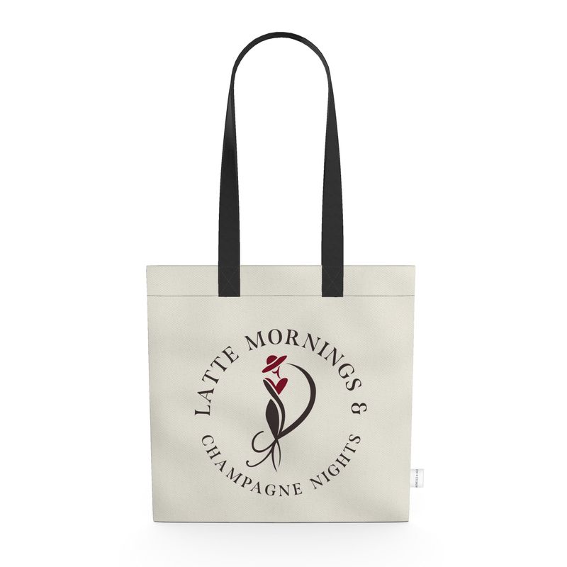 Chic Ivory Tote - Latte Mornings Champagne Nights Design - Eco-Friendly Bag