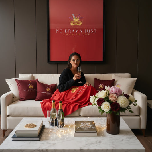 Cosy Luxury Sherpa Throw: No Drama Just Champagne