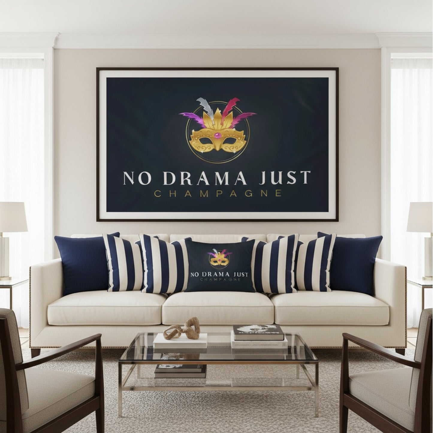 No Drama Just Champagne Luxury Velvet Cushion | Elegant Home Decor
