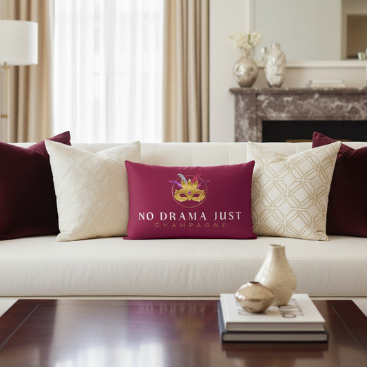 No Drama Just Champagne Velvet Cushion - Luxurious Home Accent