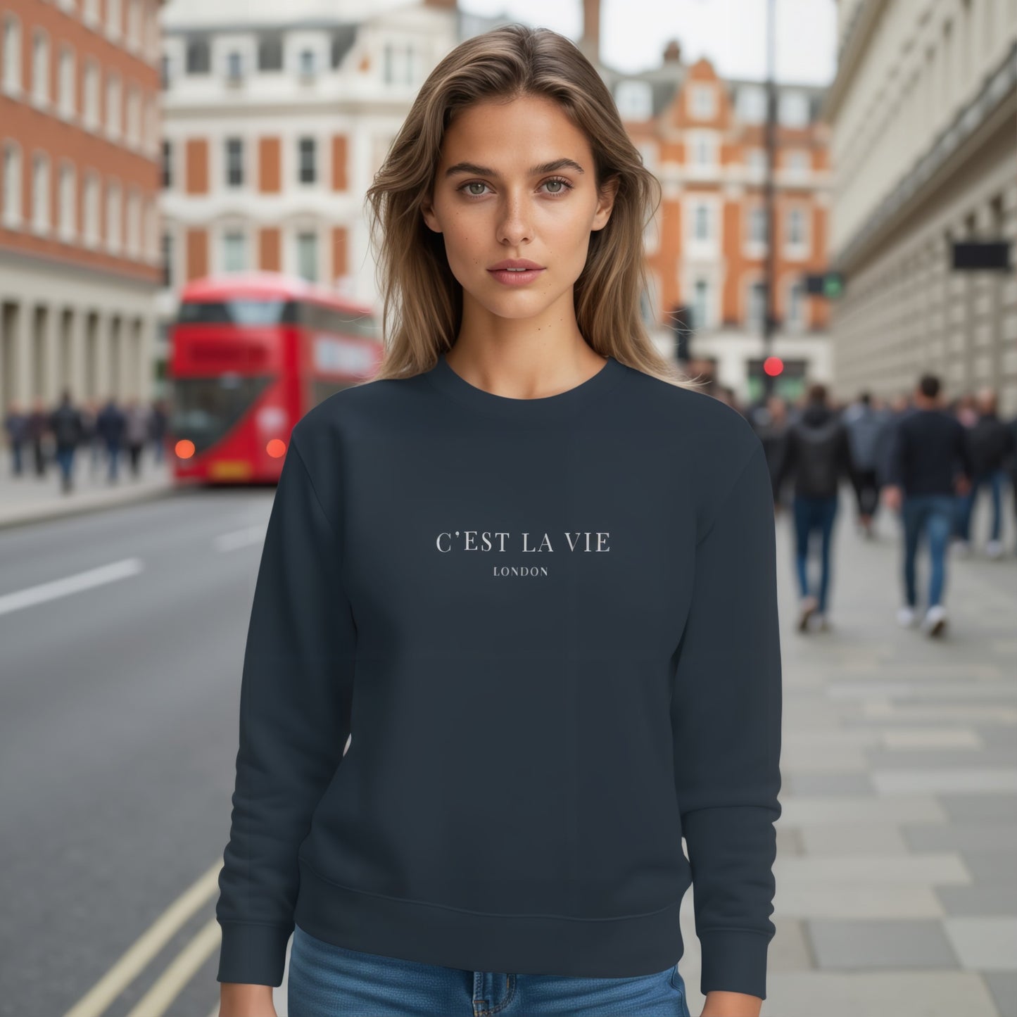 C'EST LA VIE Navy Sweatshirt - Cozy Luxury Wear