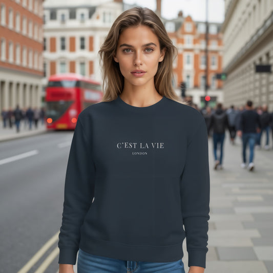 C'EST LA VIE Navy Sweatshirt - Cozy Luxury Wear
