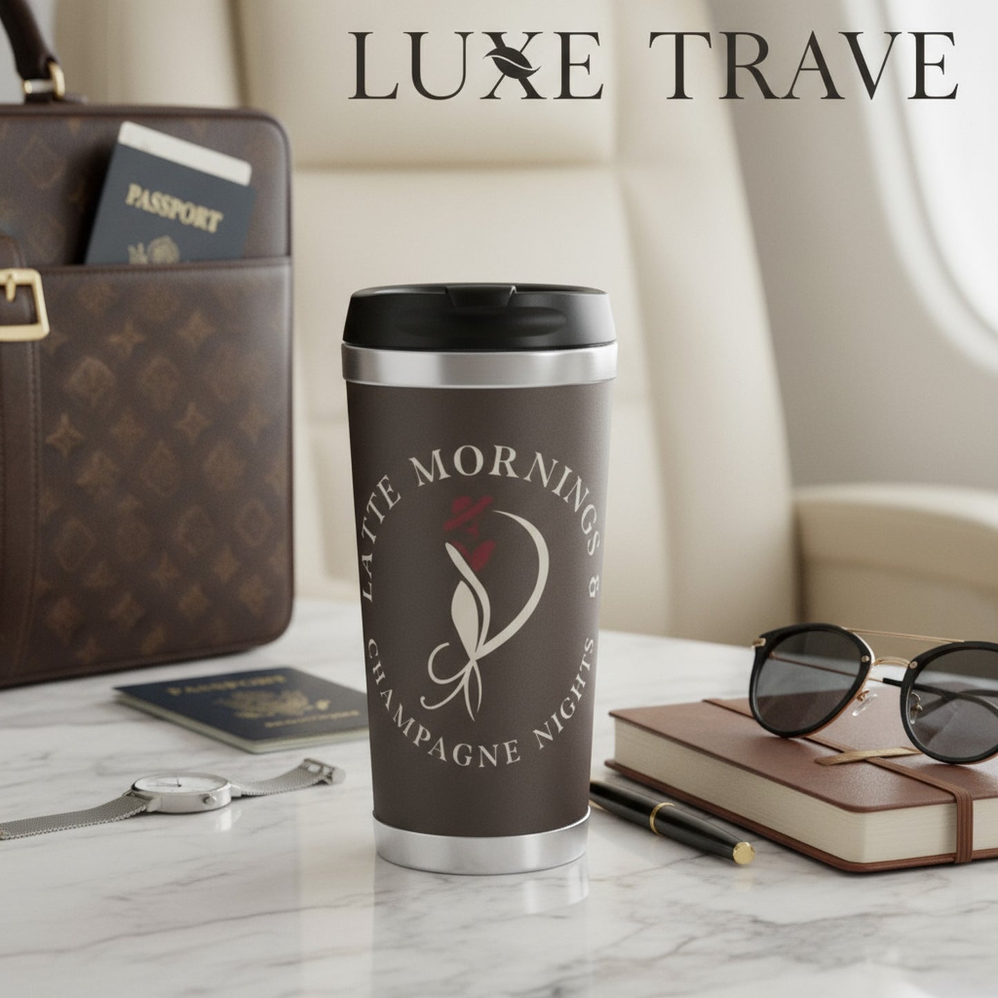Travel Mug: Latte Mornings Champagne Nights | Perfect Gift for Coffee Lovers