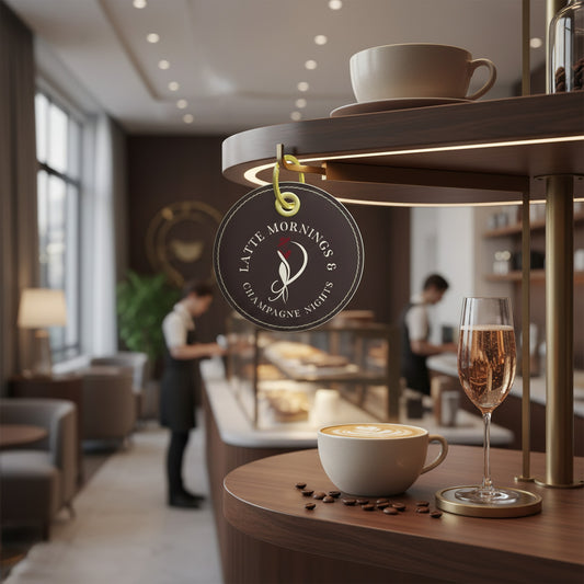 Latte Mornings Champagne Nights Key Ring - Perfect Gift for Coffee and Wine Lovers