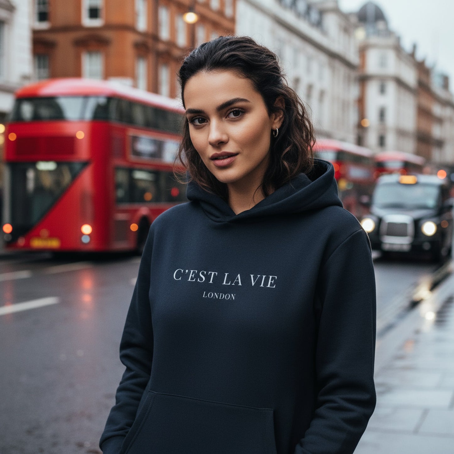 C'EST LA VIE Navy Chic Hoodie - Stylish Comfort for Every Occasion