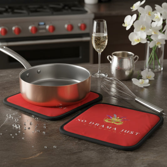 Set of Two No Drama Just Champagne Pot Grabs | Perfect Kitchen Accessory