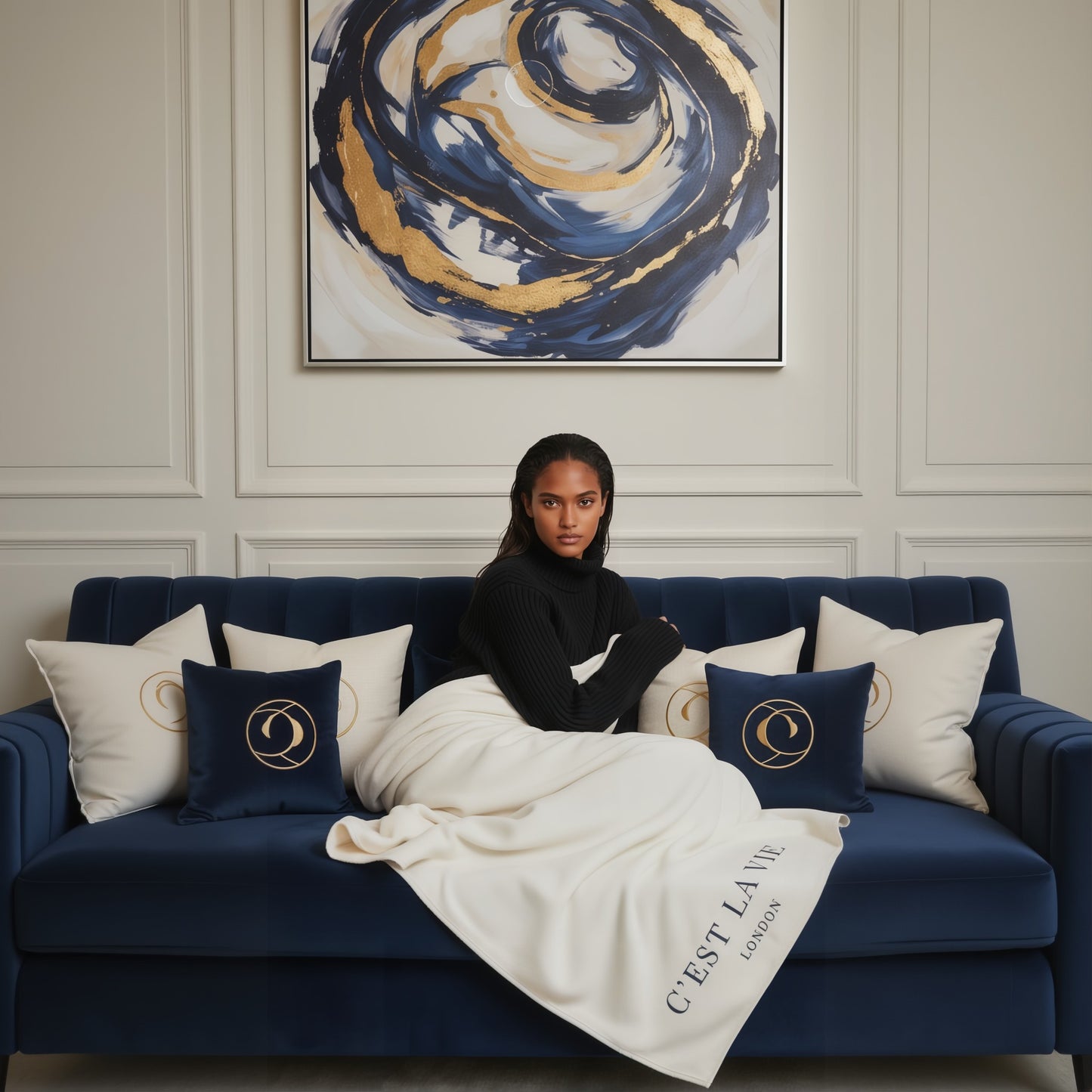 C'EST LA VIE Luxury Sherpa Throw Blanket - Cosy & Elegant