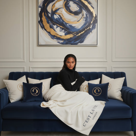 C'EST LA VIE Luxury Sherpa Throw Blanket - Cosy & Elegant