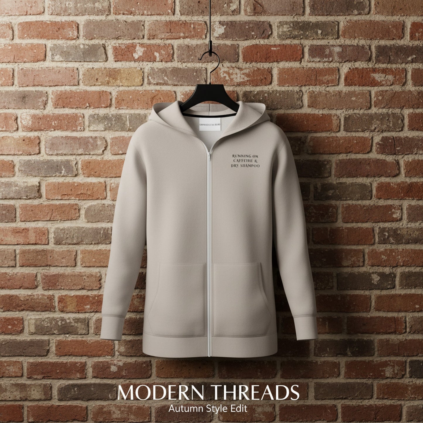 Trendy Running On Caffeine & Dry Shampoo Zip Up Hoodie - Cosy & Stylish Apparel