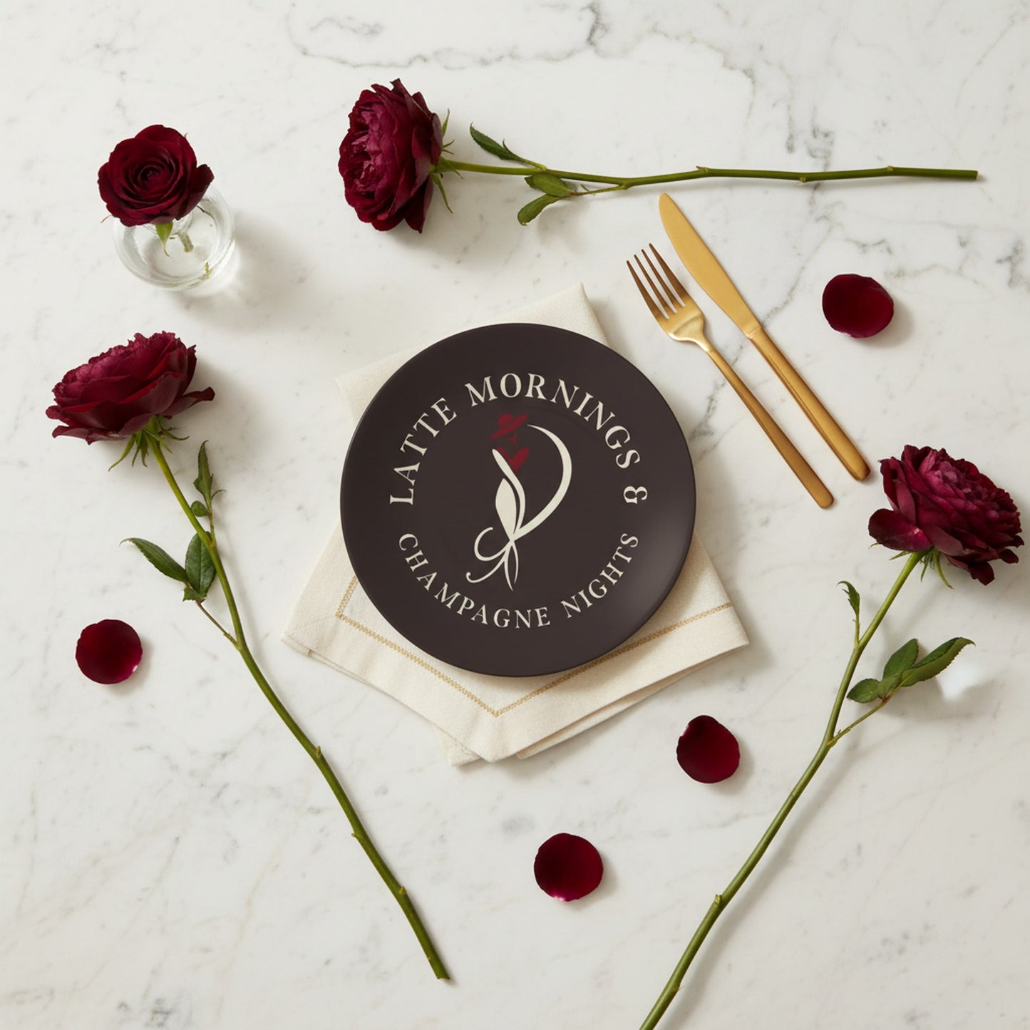 Latte Mornings Champagne Nights - Set of 2 Bone China Plates