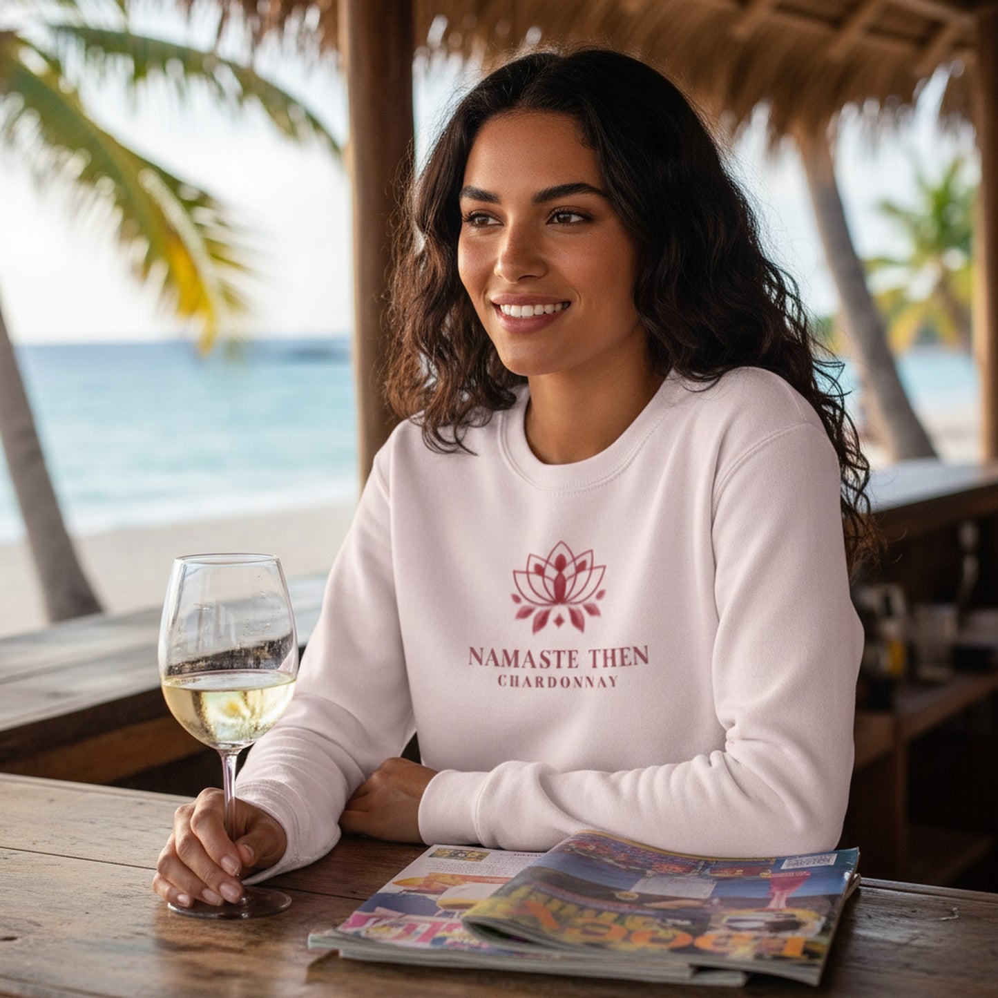 Chic Namaste Then Chardonnay Sweatshirt | Luxury Wine Sweatshirt