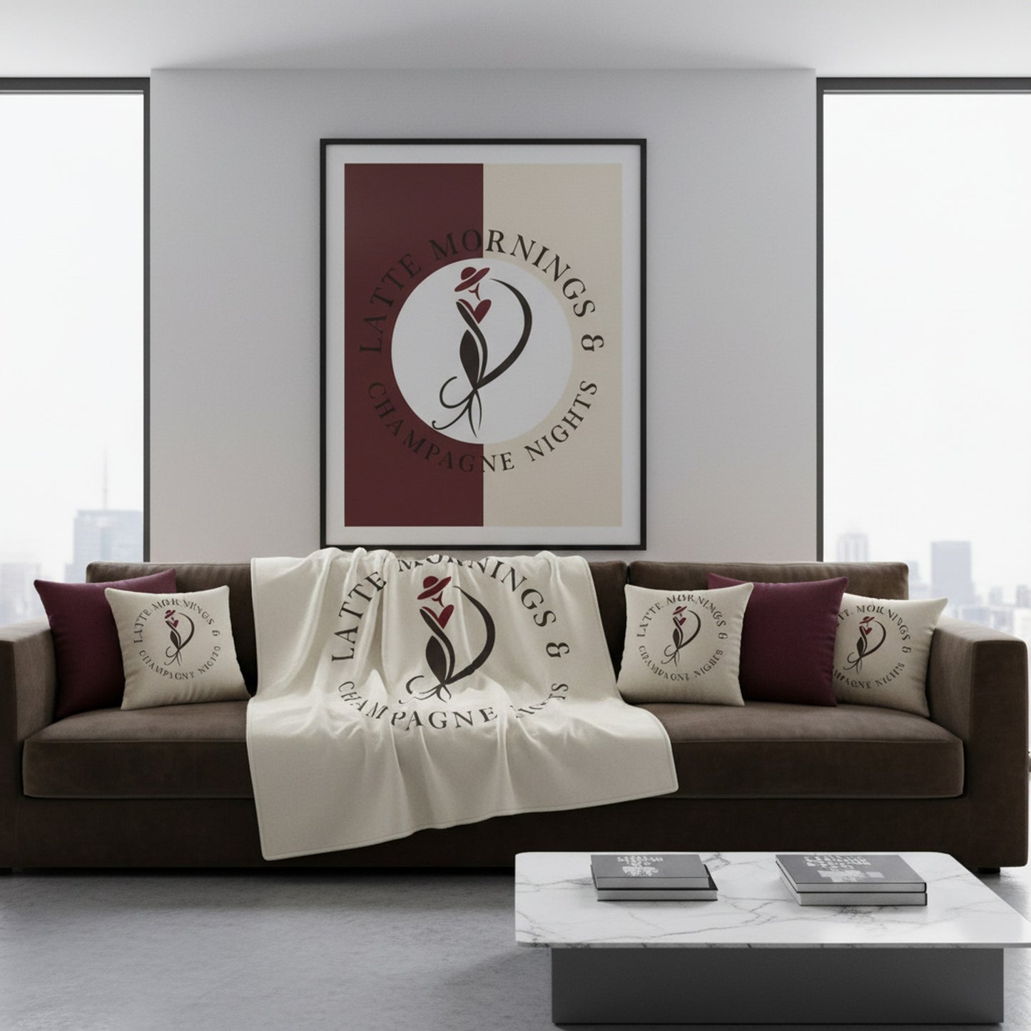 Champagne Nights & Latte Mornings Plush Sherpa Throw Blanket