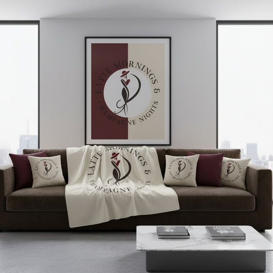 Champagne Nights & Latte Mornings Plush Sherpa Throw Blanket