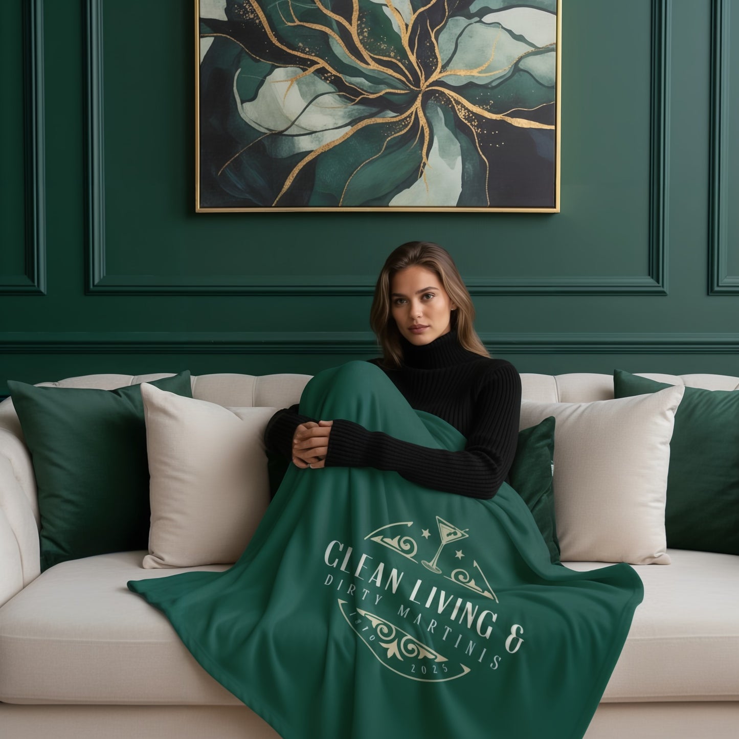 Clean Living & Dirty Martinis Sherpa Velvet Throw Blanket - Cozy Home Decor