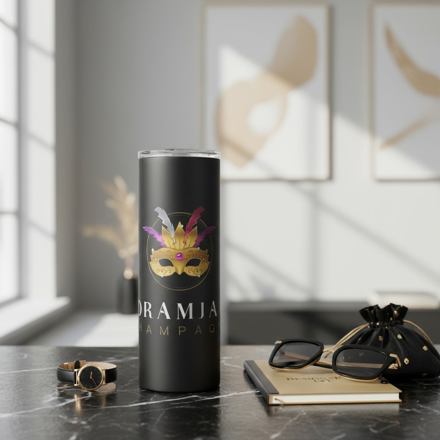 No Drama Just Champagne - Black Water Bottle for Wine Lovers