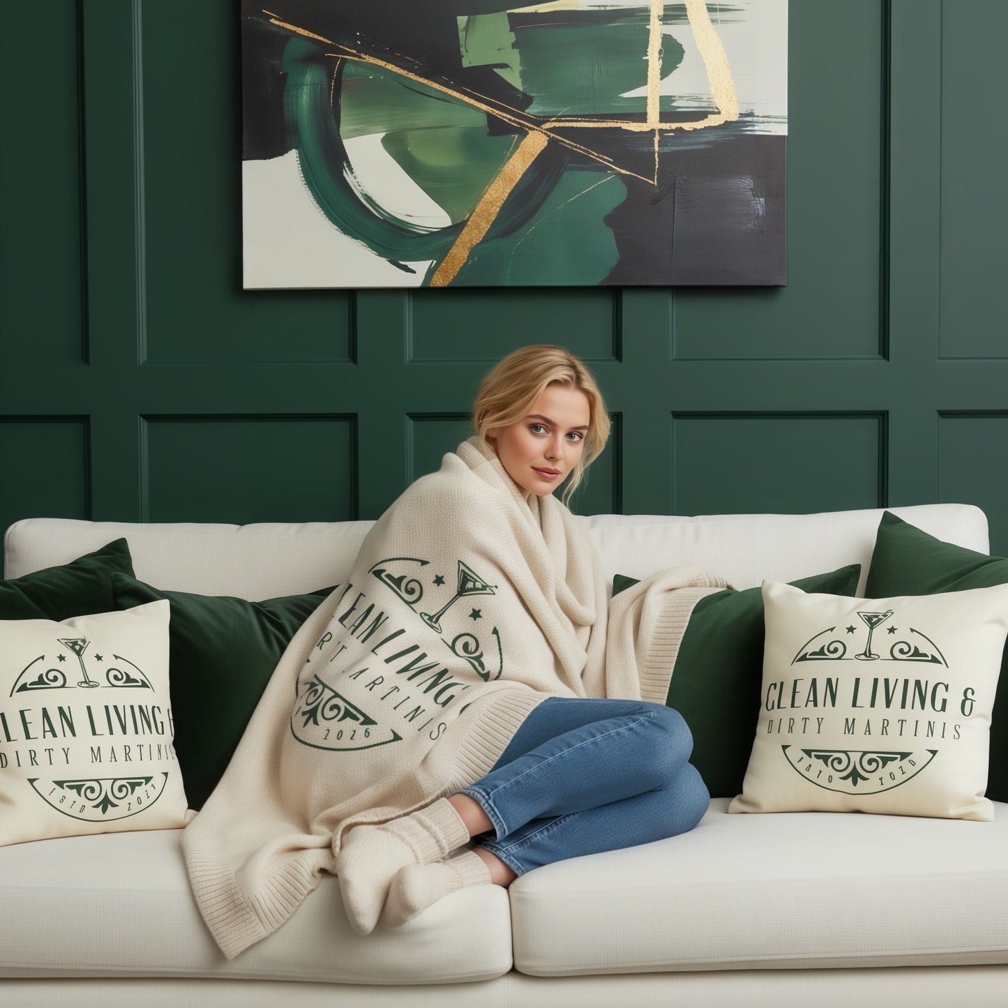 Velvet Cushion: Clean Living & Dirty Martinis Design for Stylish Spaces