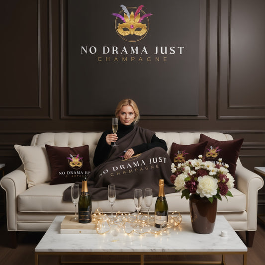 No Drama Just Champagne - Soft Luxury Velvet Sherpa Throw