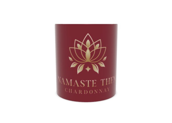 Namaste Then Chardonnay Mug - Burgundy Bone China Coffee Cup