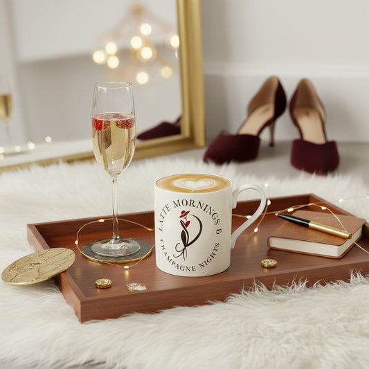 Latte Mornings & Champagne Nights | Elegant Bone China Mug