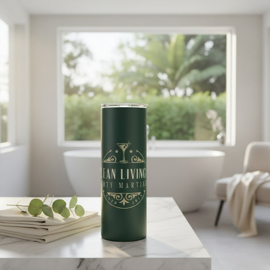 Clean Living & Dirty Martinis Travel Water Bottle - Fun Drinkware Gift
