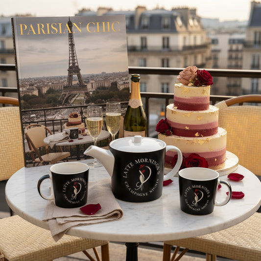 Latte Mornings & Champagne Nights Black Bone China Teapot