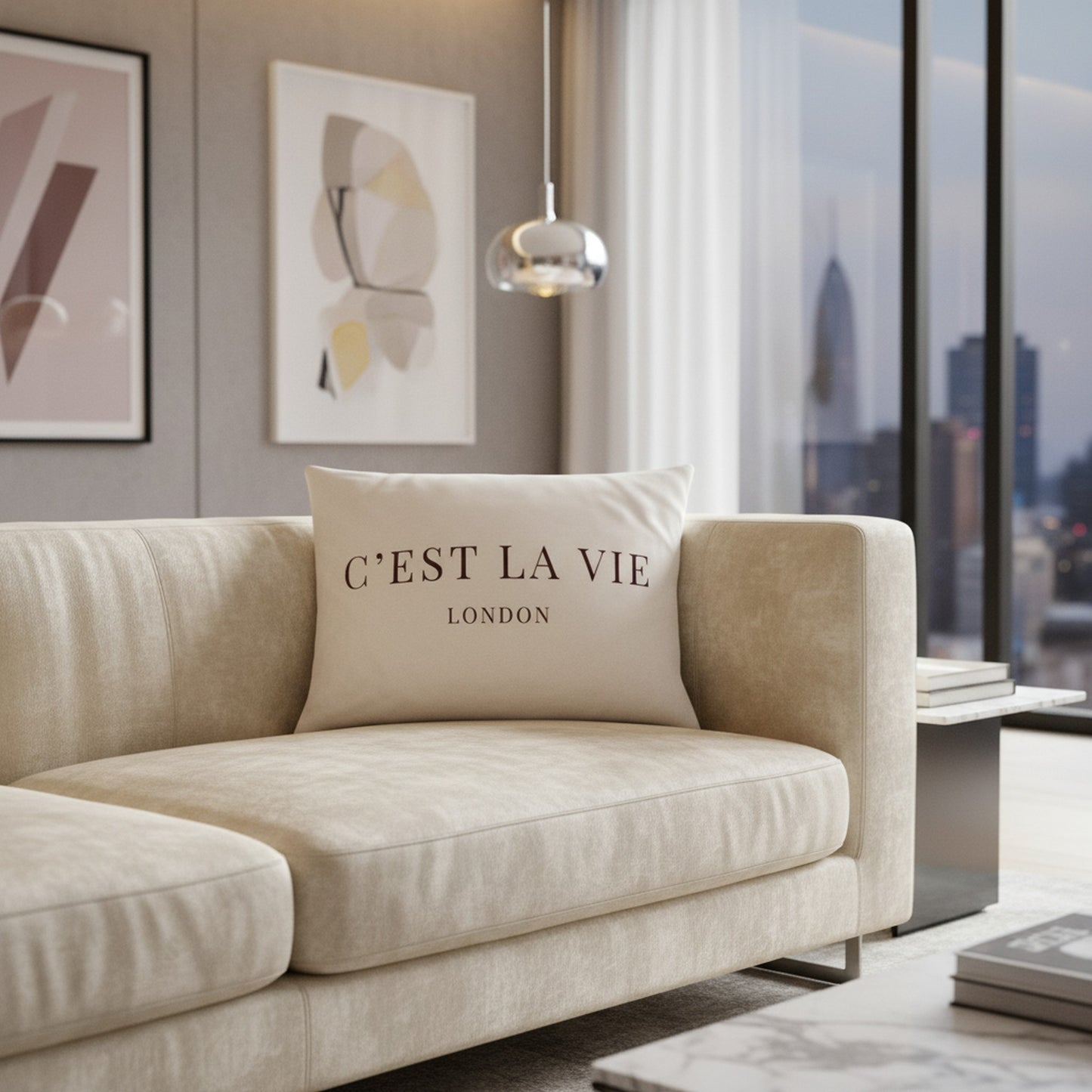 C'EST LA VIE Velvet Throw Cushion - Elegant Home Accent