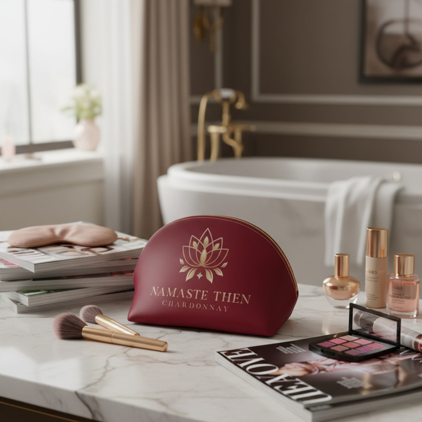 Chic Namaste Then Chardonnay Makeup Bag - Perfect for Wine Lovers