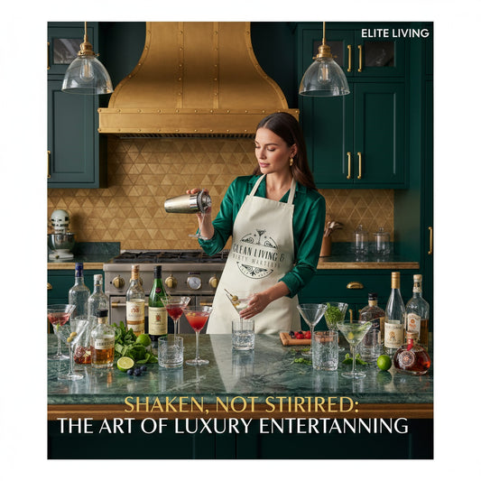 Stylish Clean Living & Dirty Martinis Apron for Home Chefs