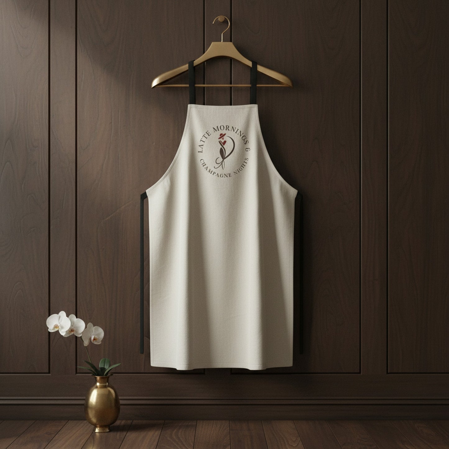 Latte Mornings & Champagne Nights - Ivory Apron for Home Chefs