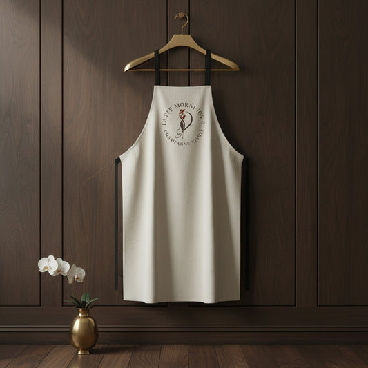 Latte Mornings & Champagne Nights - Ivory Apron for Home Chefs