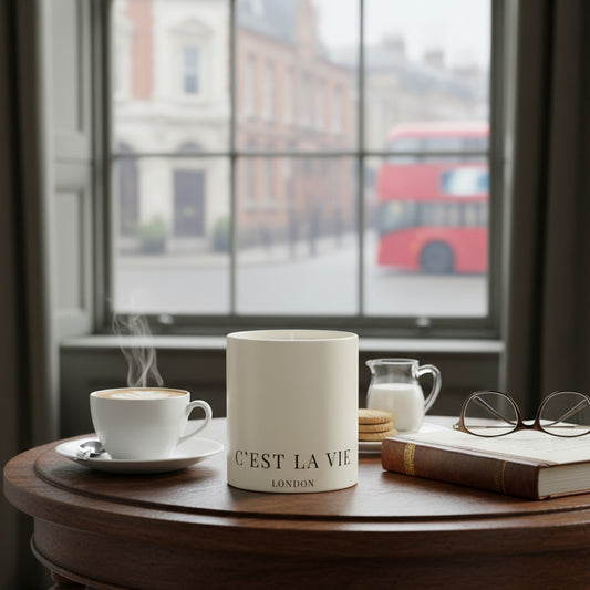 Elegant C'EST LA VIE Cream Mug | Fine Bone China Coffee