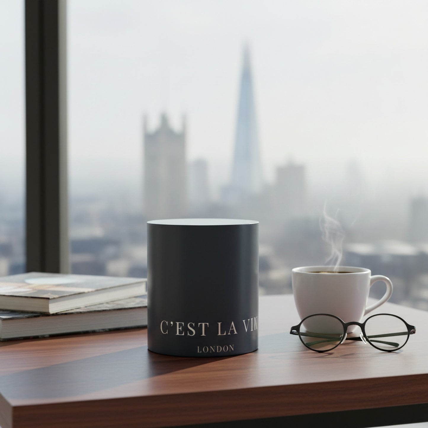 Navy C'EST LA VIE Fine Bone China Mug – Chic Gift for Her